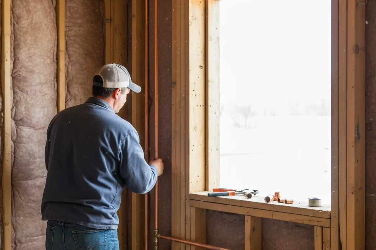 Licensed plumber running new copper supply lines in a Frederick home