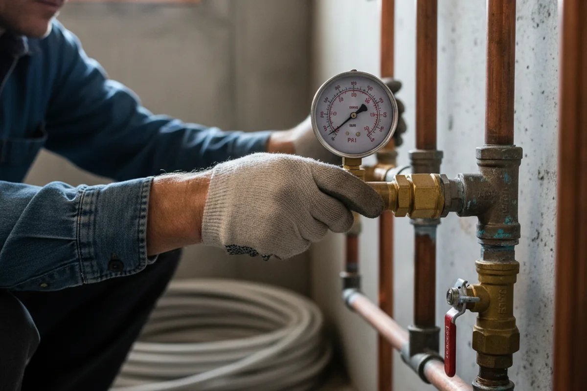 Pressure testing a repaired line during Water Line Repair in Frederick